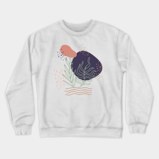 Abstract shapes lines dots and tropical leaves digital design Crewneck Sweatshirt